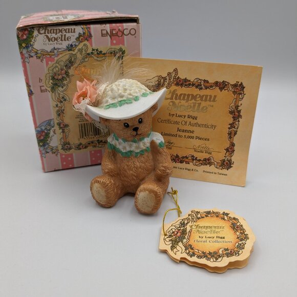 Chapeau Noelle by Lucy Rigg Apple Blossom Jeanne Bear Figurine 1995 - Picture 2 of 10